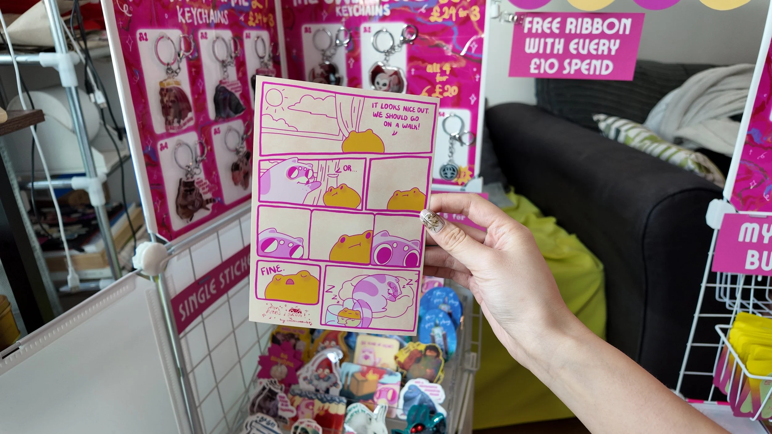 Foobs and Grog Comic Strip Print | "should we go on a walk? nah let's stay at home"