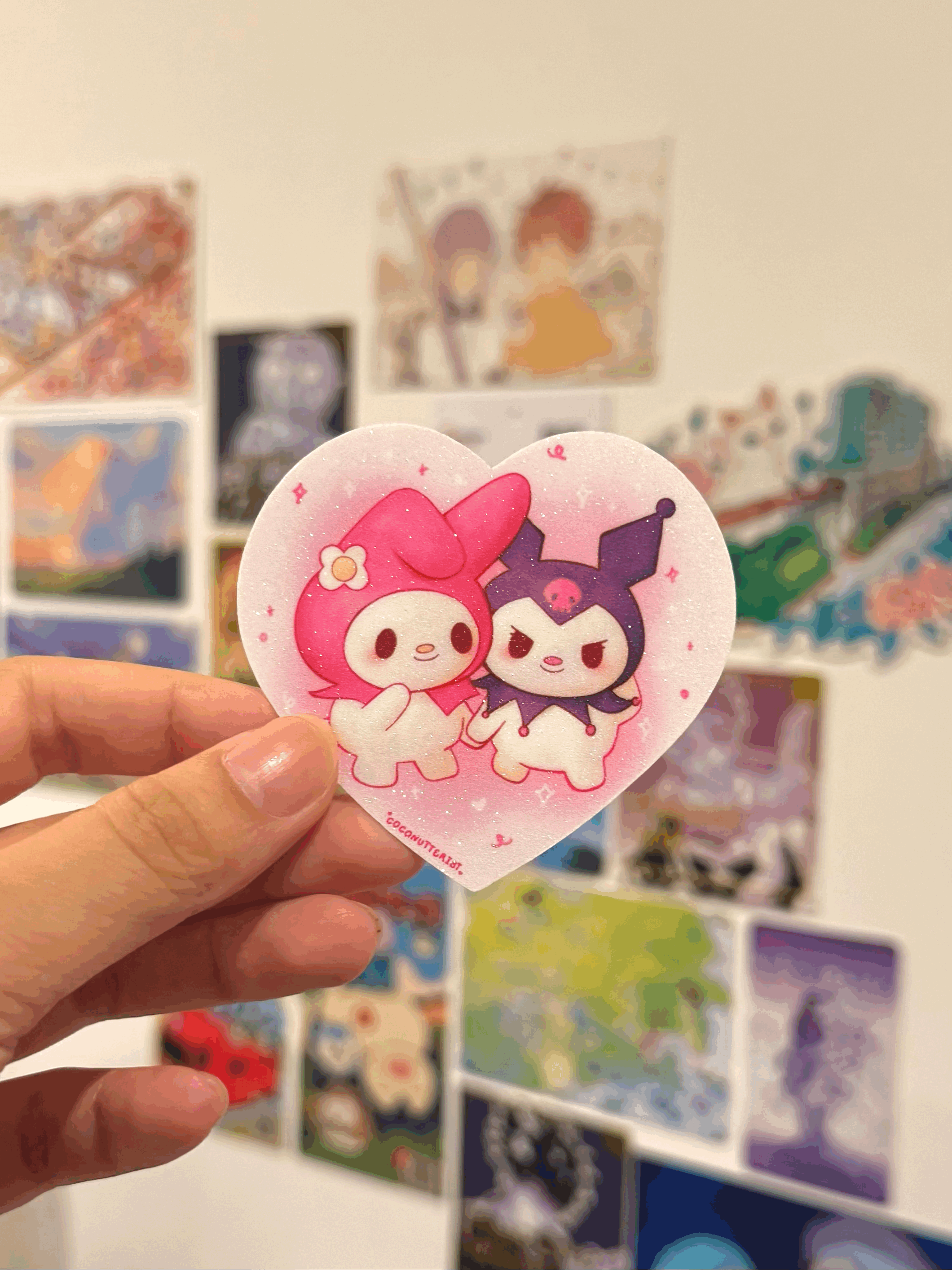 kuromi x my melody glitter sticker
