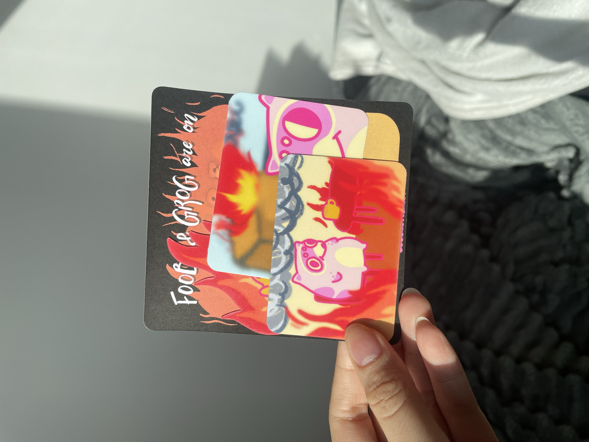 Foobs and Grog on Fire Stickers