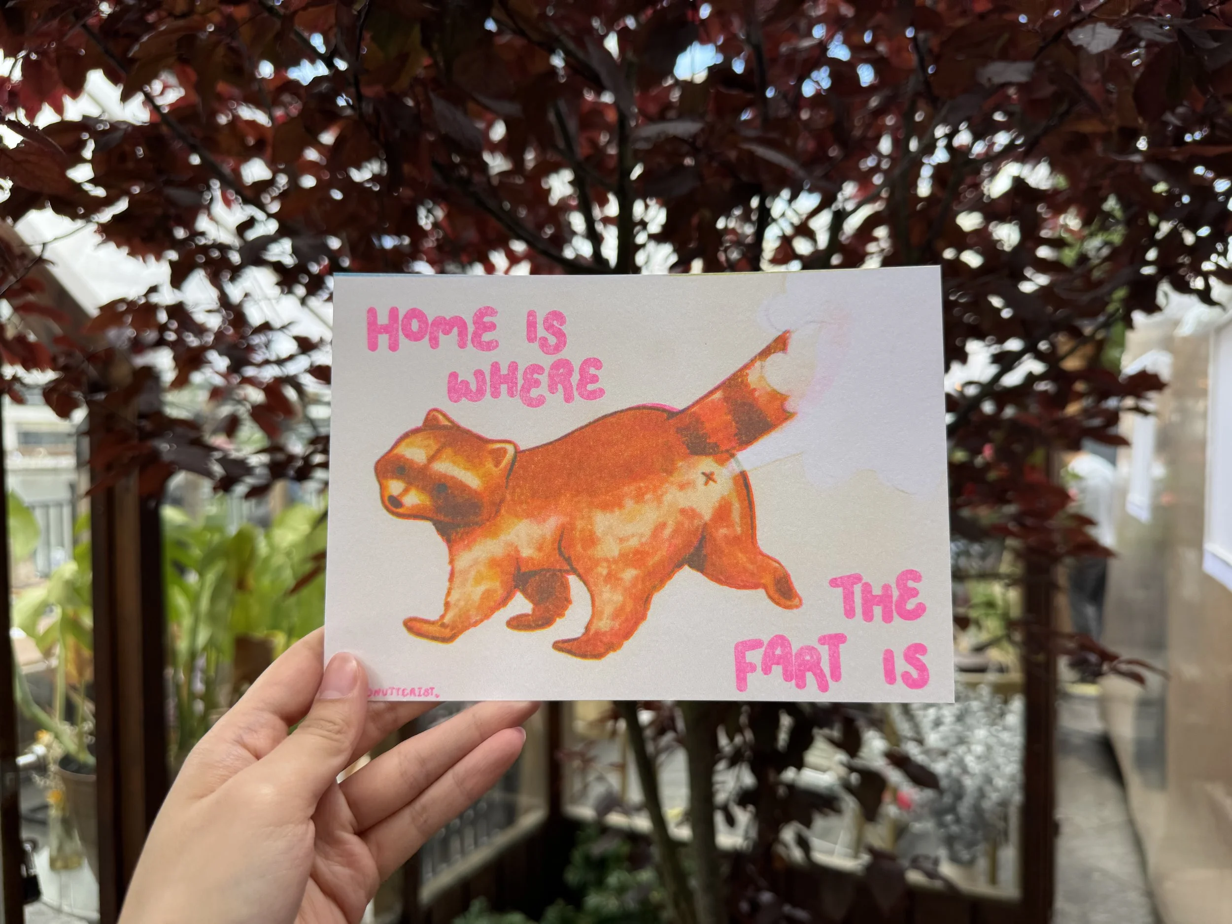 Home is where the fart is |  Raccoon Risograph print