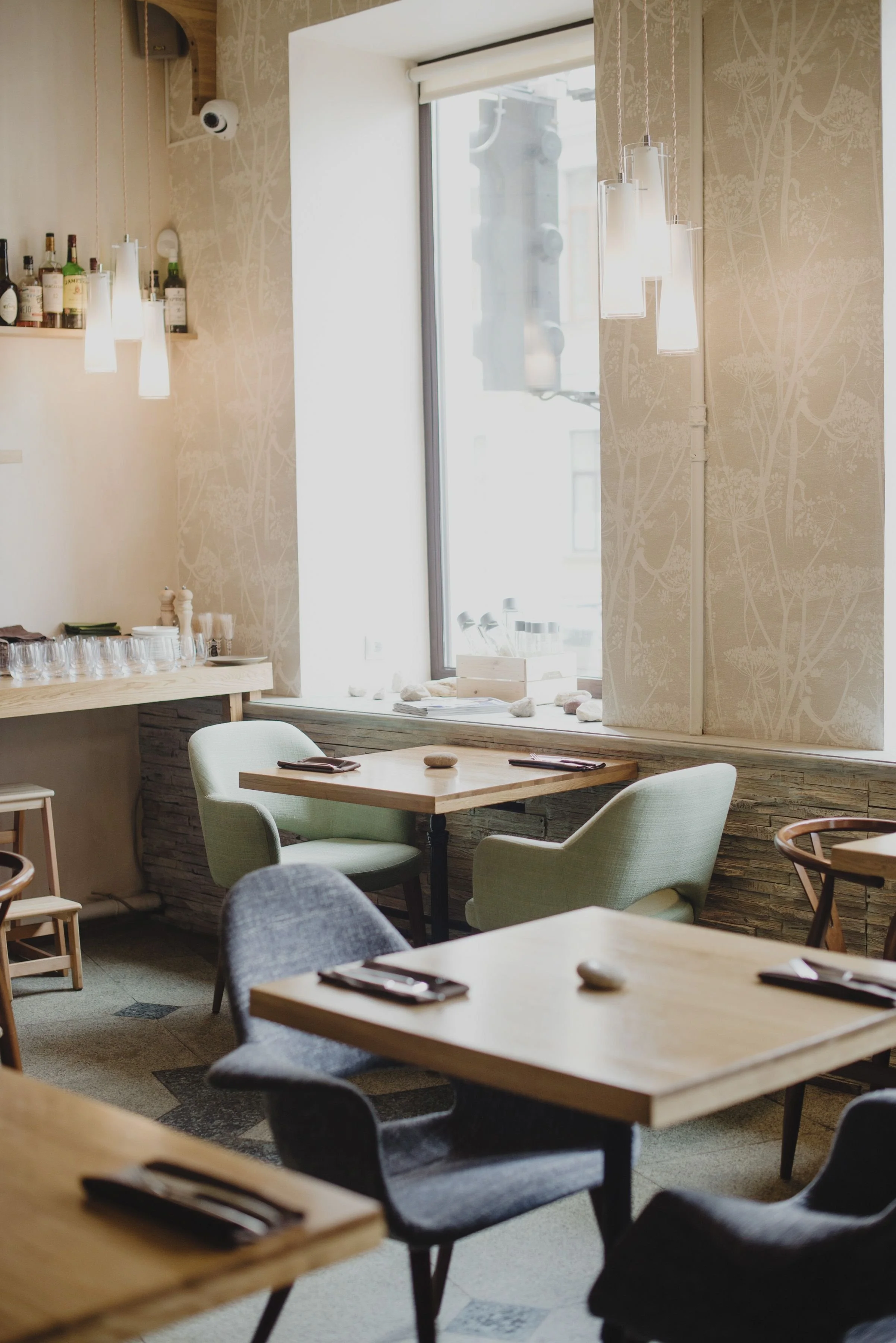 Clean and welcoming restaurant dining area prepared for guests
