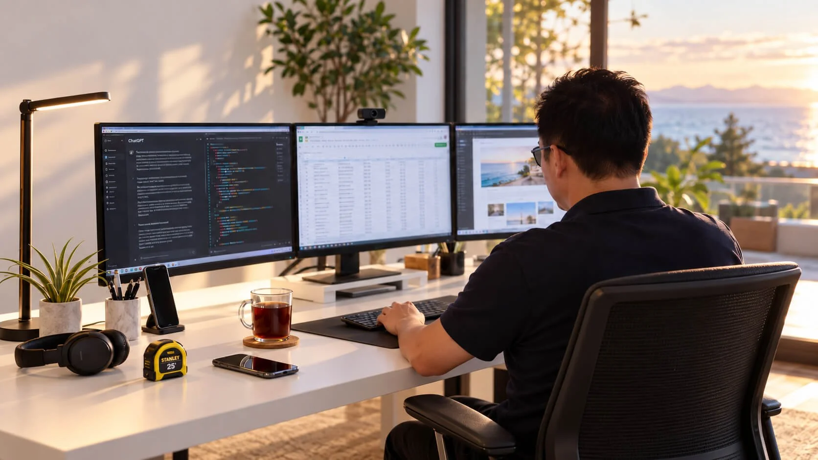 AI generated image of Jaimie working digitally focussed on AI - DATA - Website