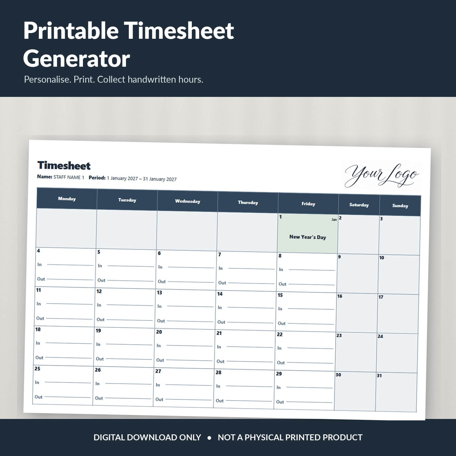 Printable Timesheet Generator
