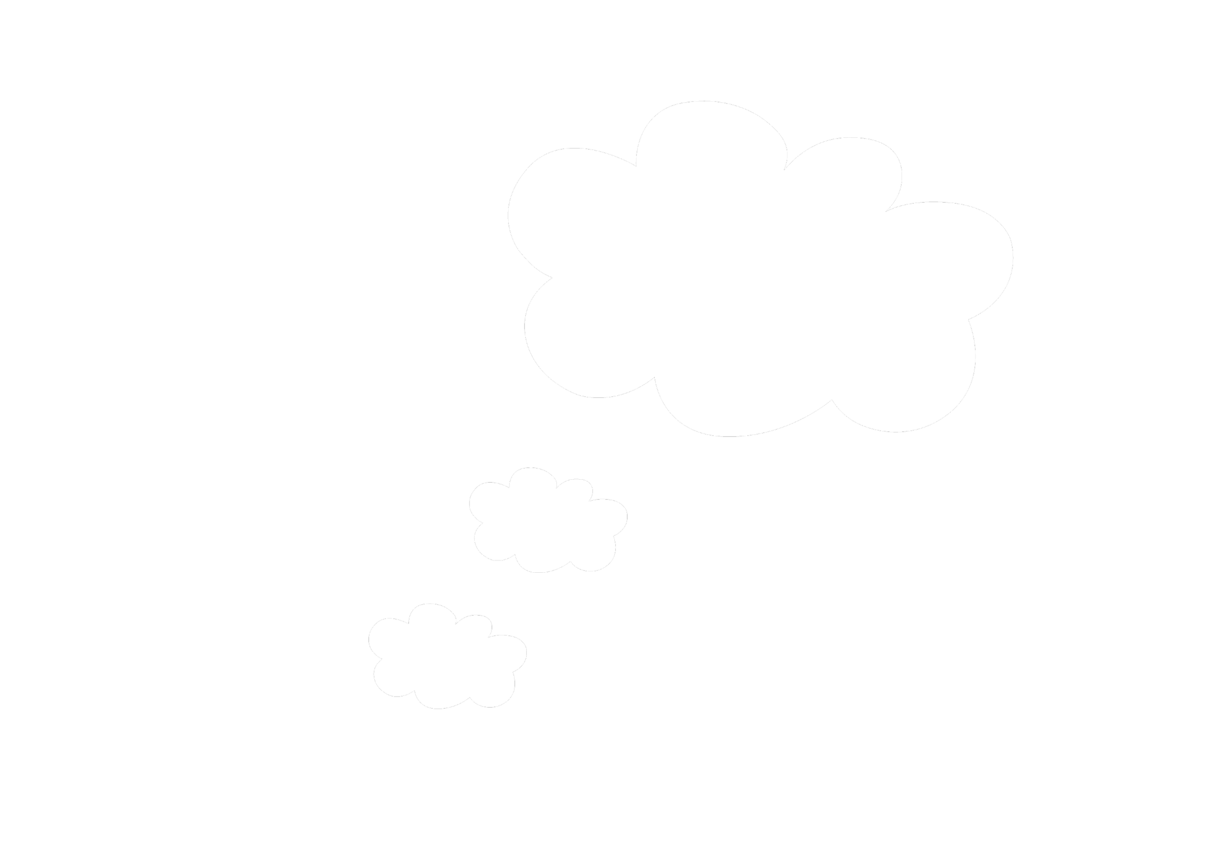 Three white clouds of different sizes floating against a black background.