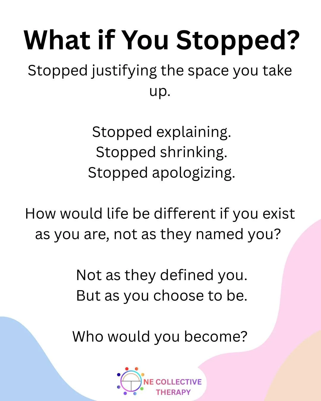 What if you stopped shrinking? 

When we stop translating our existence to make other people comfortable, we finally begin to live. True well-being isn't about adapting to a rigid definition of who you "should" be.  It's about reclaiming yo
