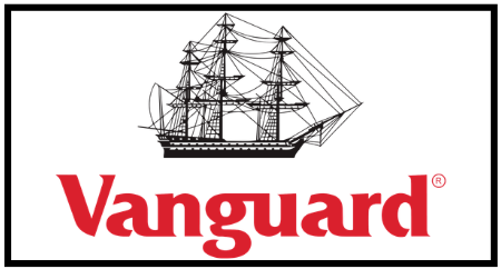 A black outline illustration of a sailing ship above the red and white Vanguard logo.