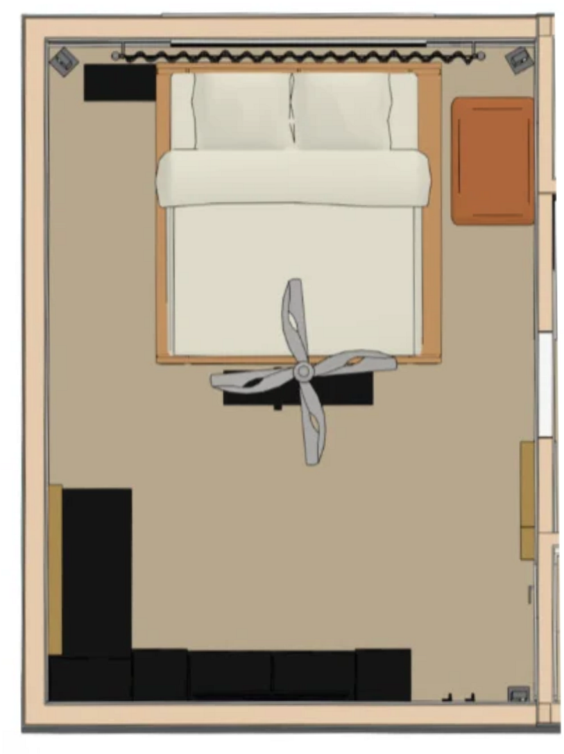 Bedroom floor plan showing furniture layout and spatial organization.