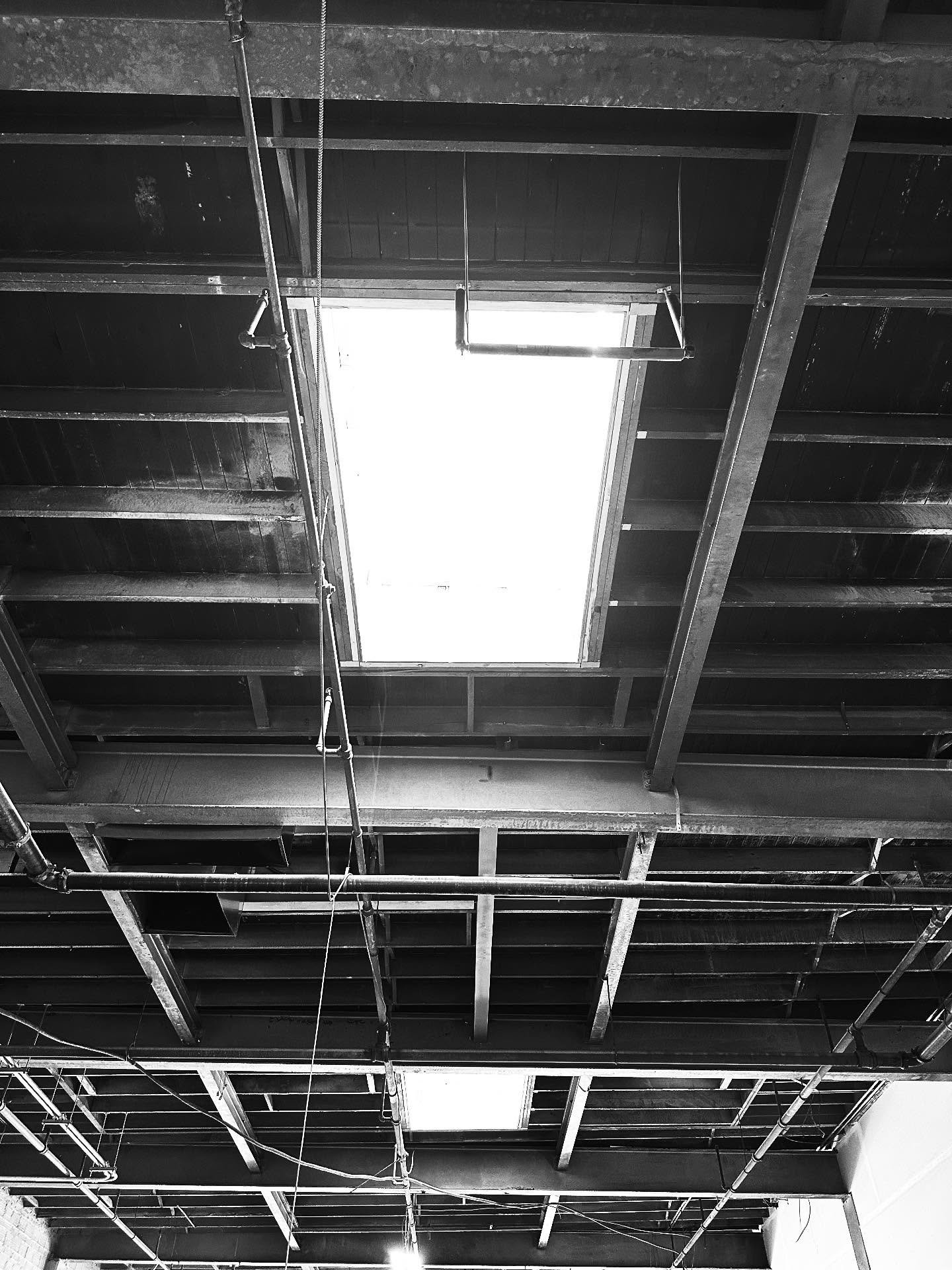 Bringing back the skylights. Originally there were a dozen skylights in these buildings, we&rsquo;re bringing back five of them. For now ;)

#caswellbusbarns #adaptivereuse #artsandculture #renovation #mixeduse