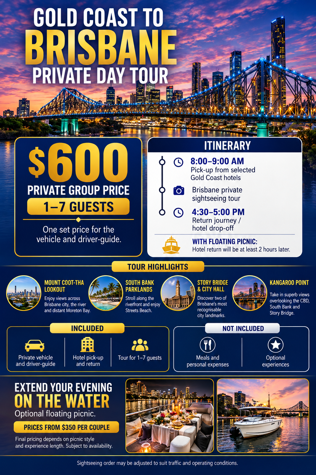 Brisbane private day tour from the Gold Coast – view itinerary and pricing