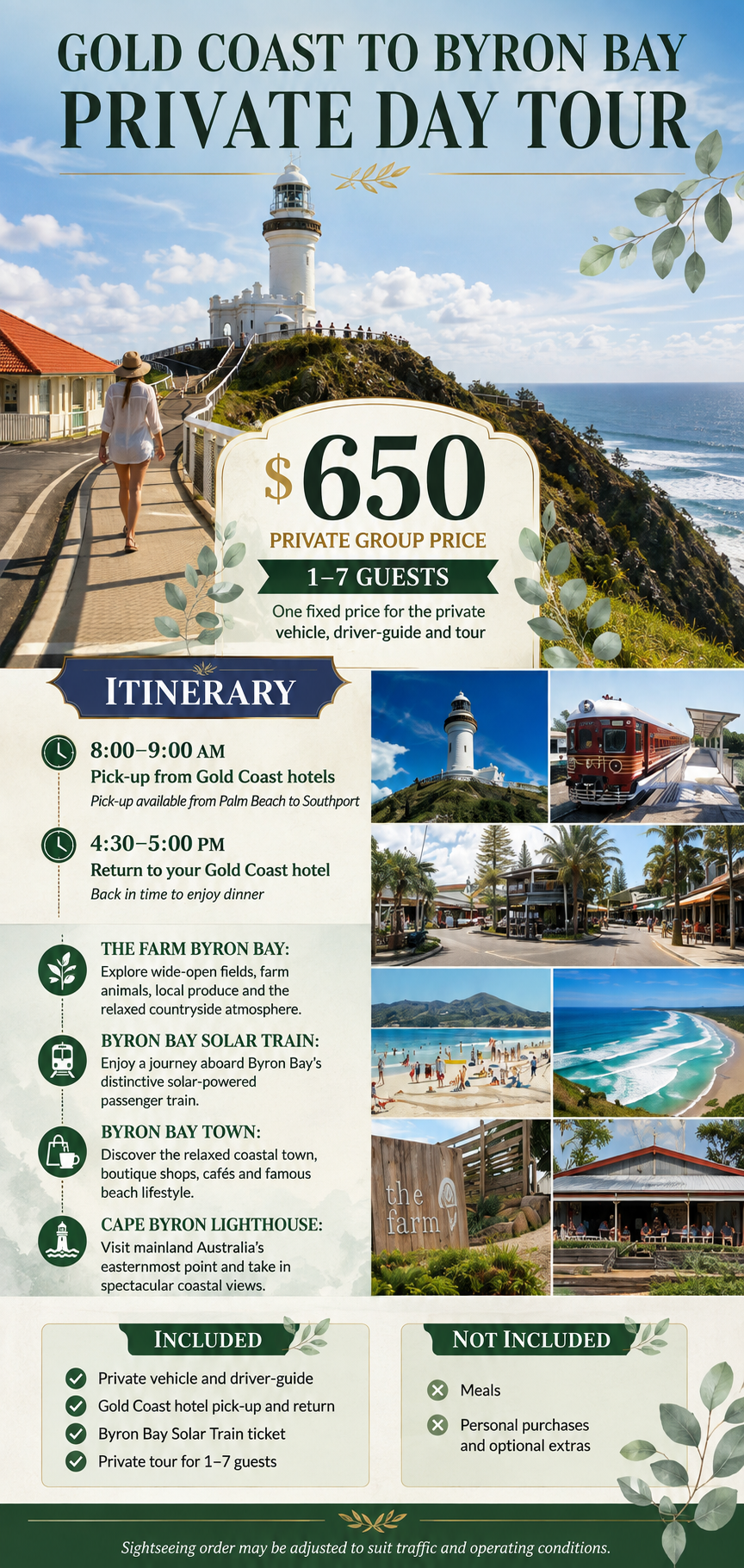 Byron Bay Private Day Tour package overview