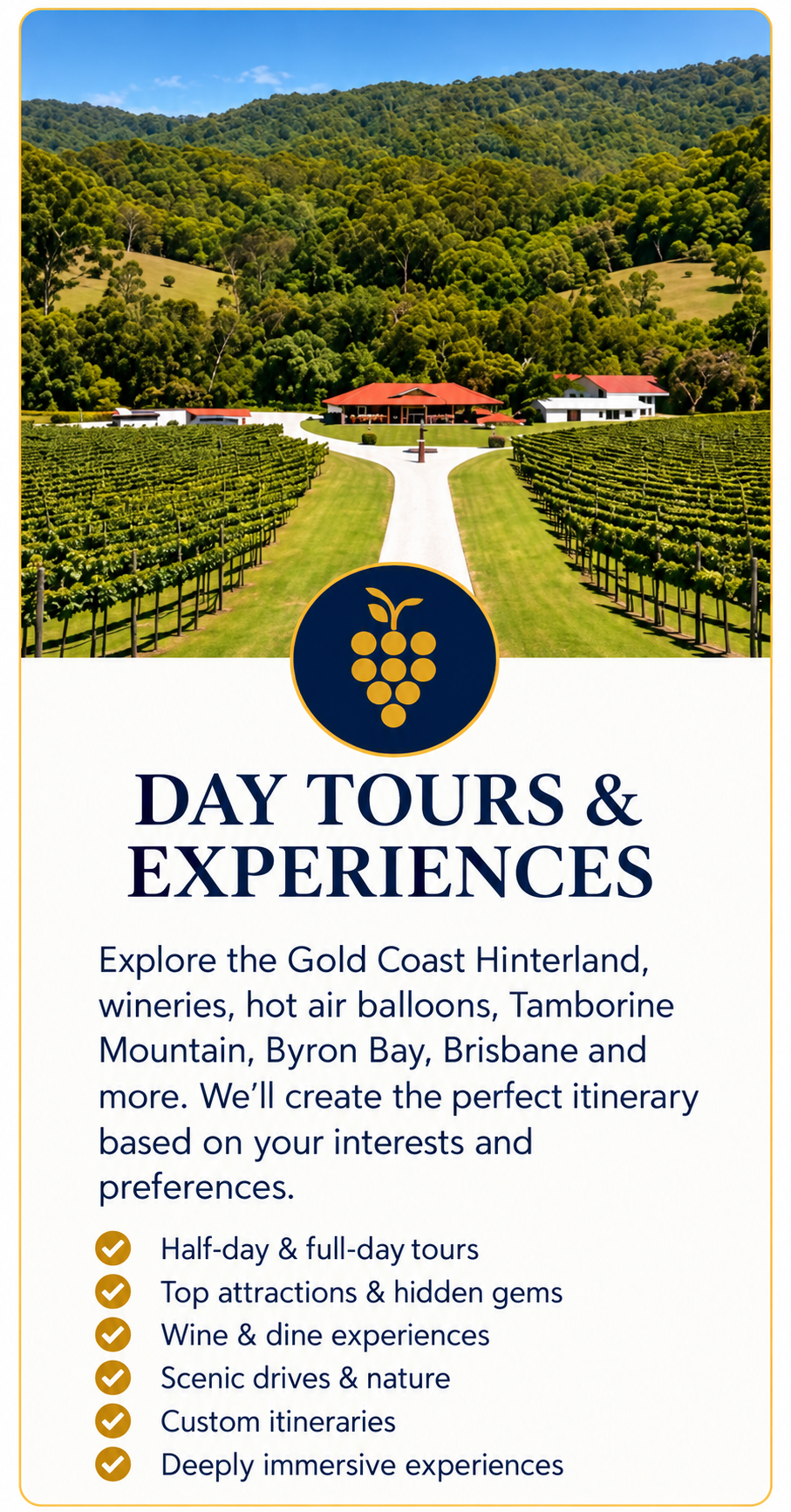 Private Gold Coast day tours and personalised sightseeing