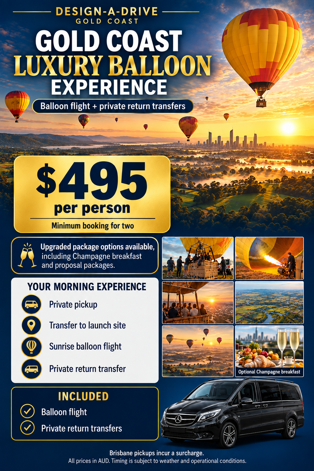 Gold Coast hot air balloon and private transfer package