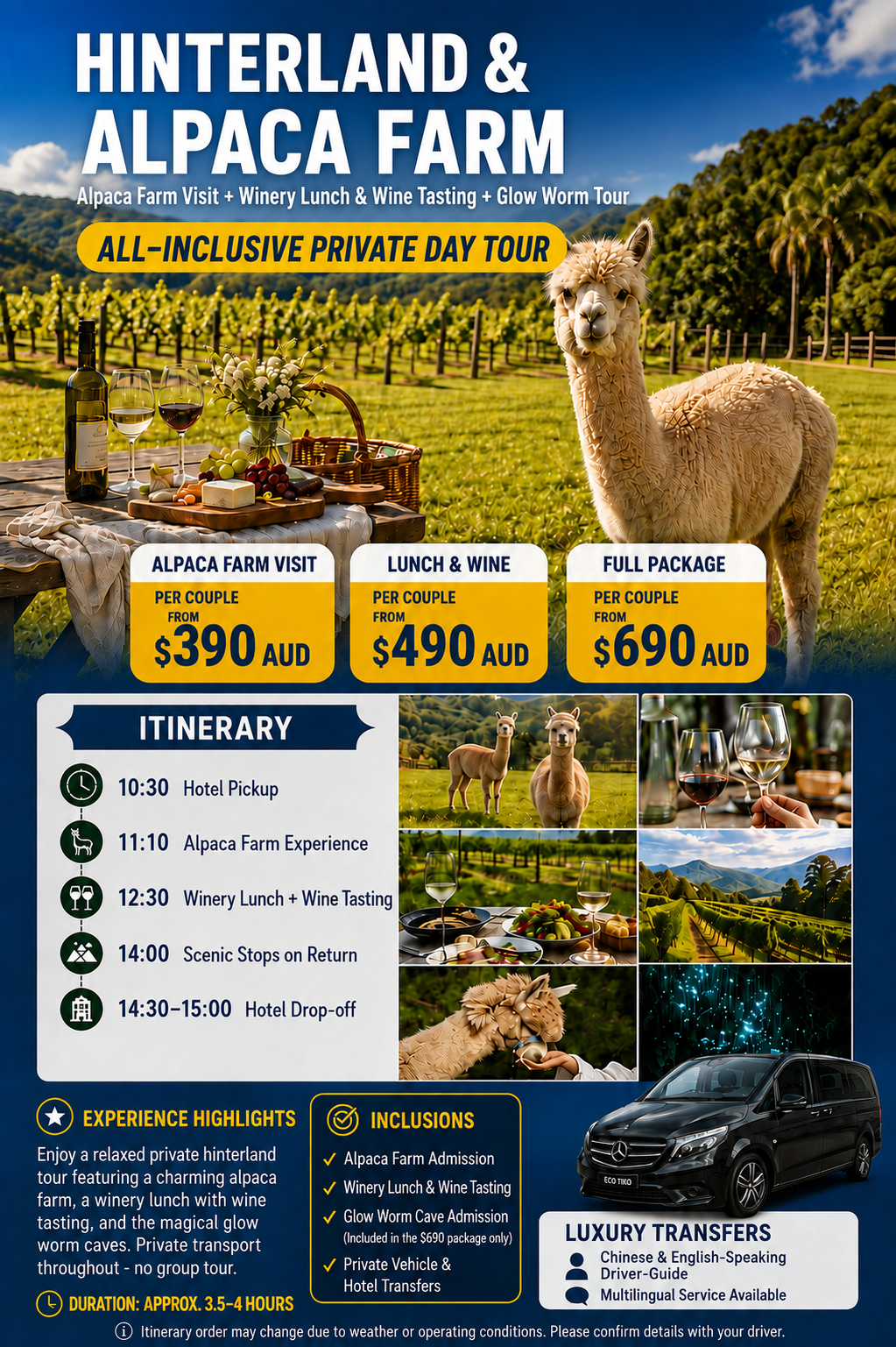 Gold Coast hinterland and alpaca farm tour – compare packages and inclusions