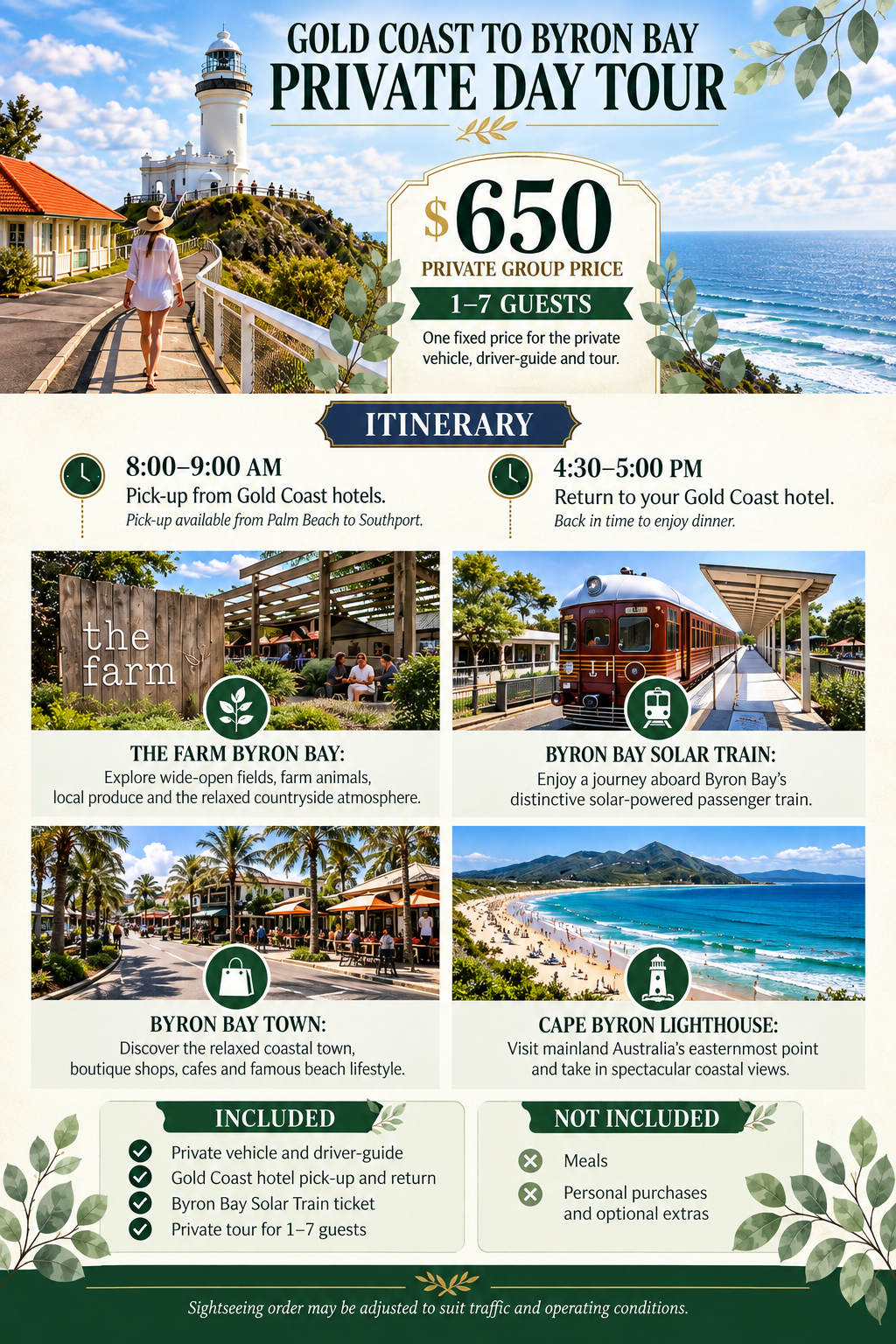 Byron Bay private day tour from the Gold Coast – view itinerary and pricing