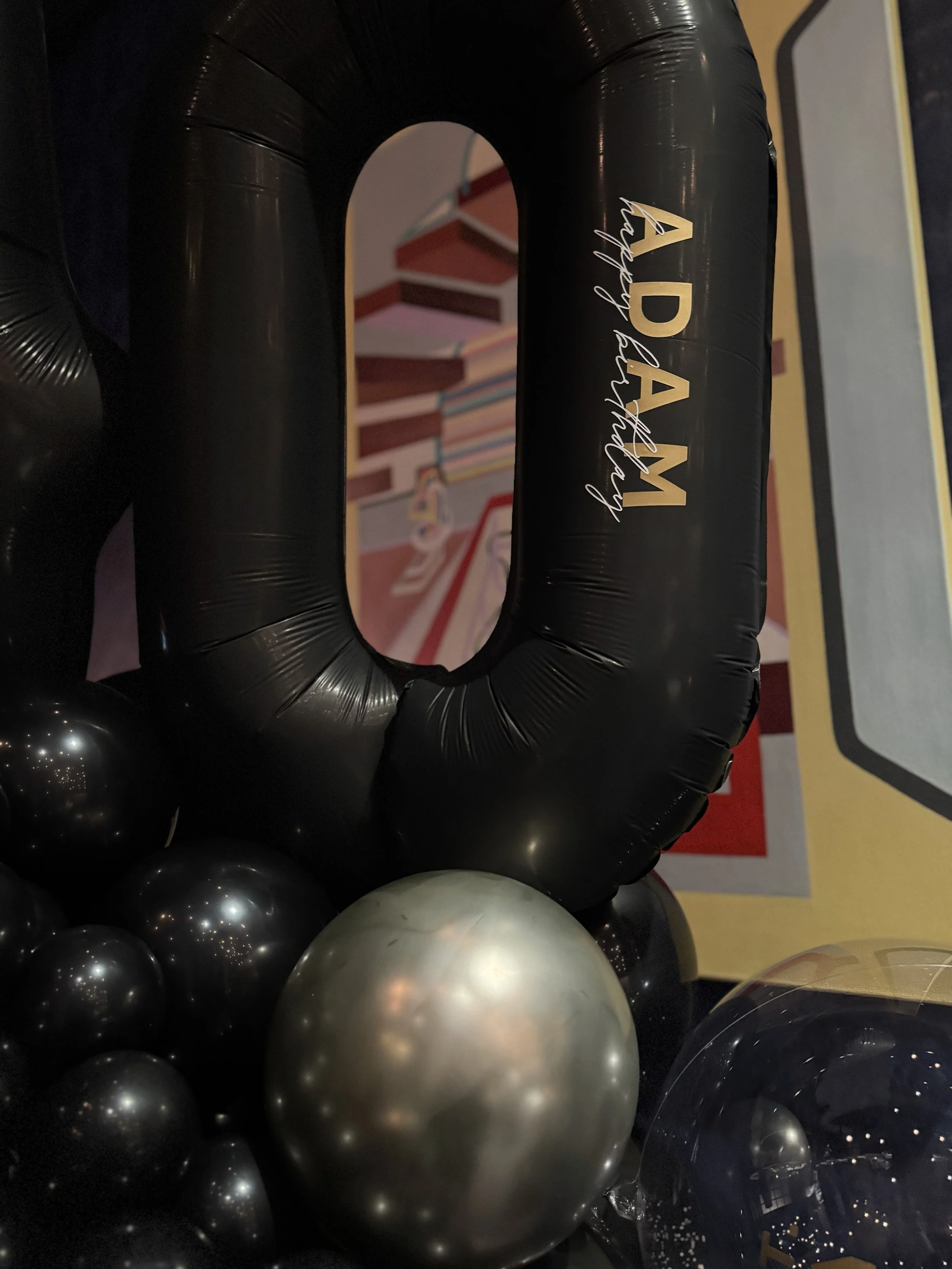 Black and White Gold Balloon Stack detail
