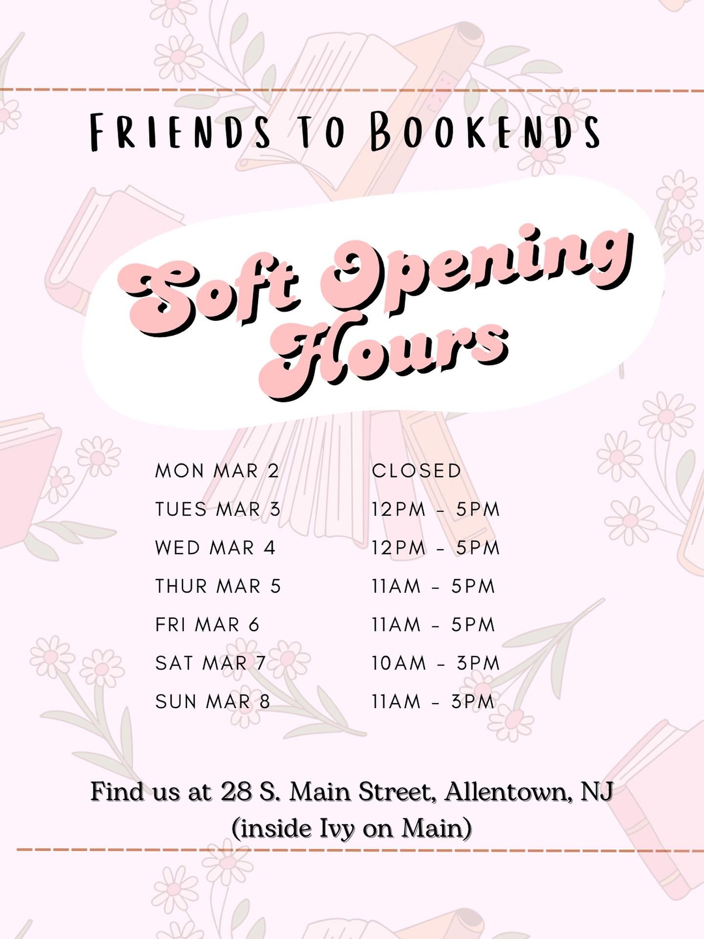 Soft Opening: Week Two 💗

We&rsquo;re easing into our rhythm over here and it already feels so good. New books on the shelves, fresh hours, and that early-spring-in-a-small-town kind of magic in the air.

Here&rsquo;s when you can find us next week 