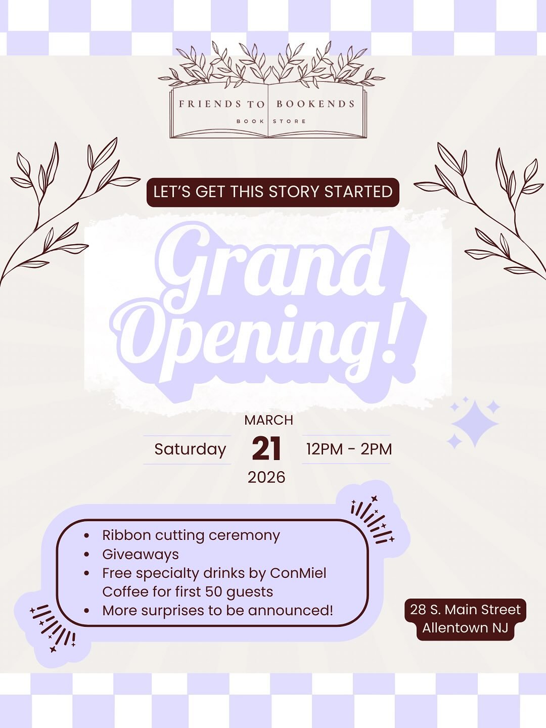 Allentown 🤍 it&rsquo;s finally happening.

Friends to Bookends is officially celebrating our Grand Opening on March 21 from 12&ndash;2 PM, tucked inside our dreamy home at @ivyonmain &mdash; and we cannot wait to gather with you!

We&rsquo;re throwi