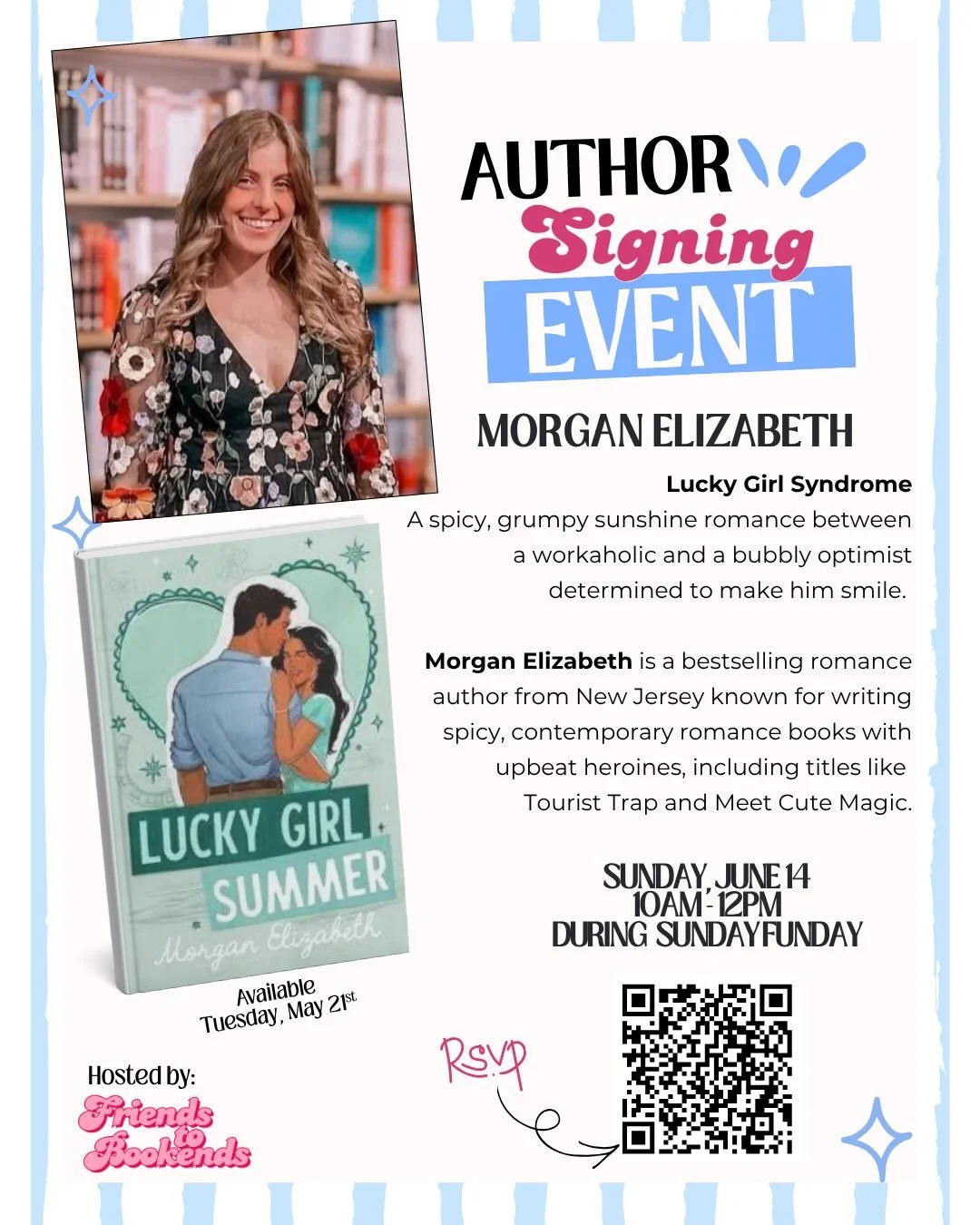 Things that are happening June 14th in Allentown:
☀️ Sunday Funday
📚 A bestselling romance author signing books at our shop
😌 Me, not explaining myself to anyone

Bestselling NJ romance author @authormorganelizabeth is coming to Friends to Bookends