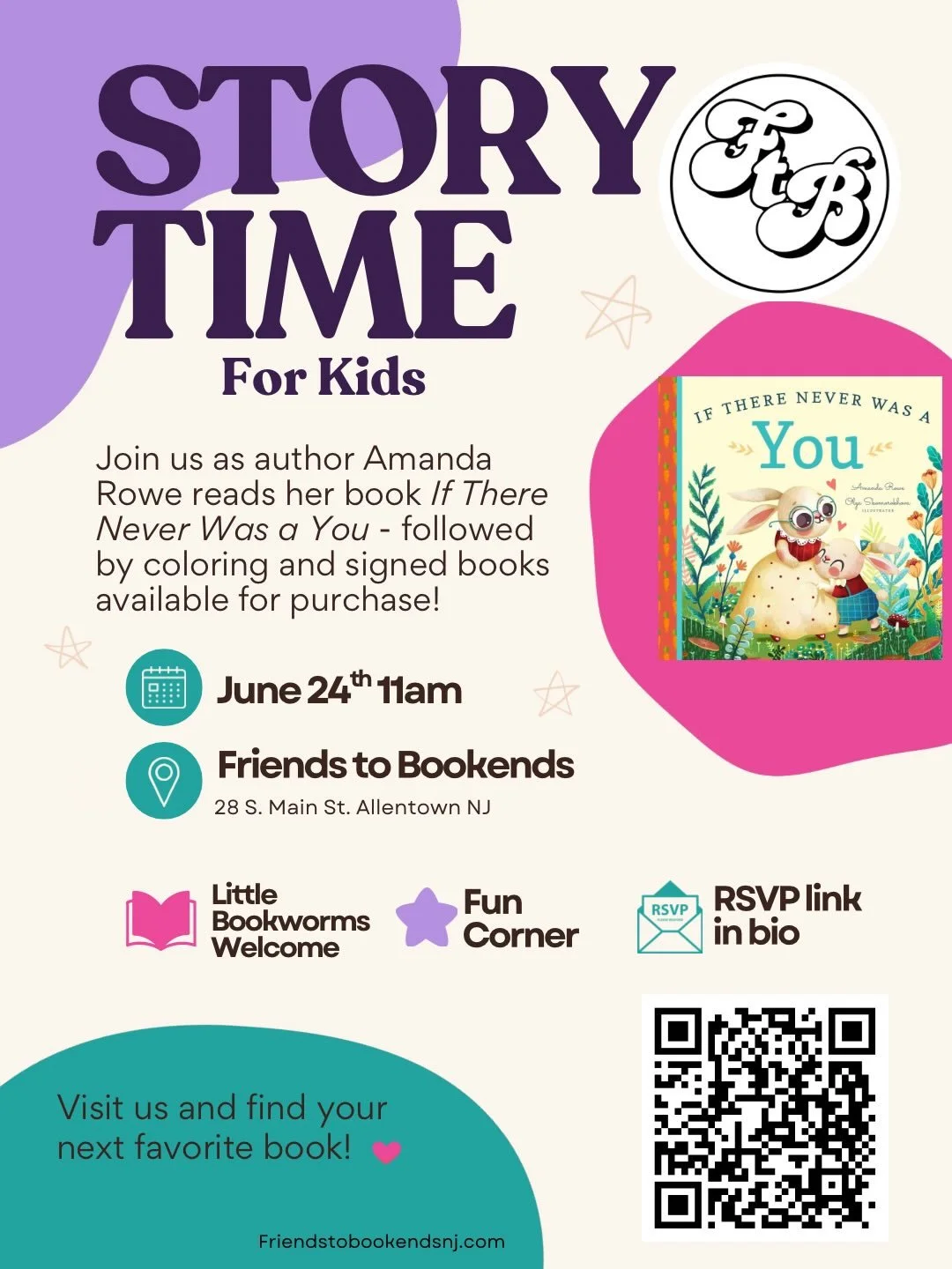 Your little ones are in for something really special. 🌟 Join us June 24th at 11am for storytime with local author @amandarowewrites as she reads her book If There Never Was a You &mdash; then stick around to grab a signed copy and enjoy some book-in