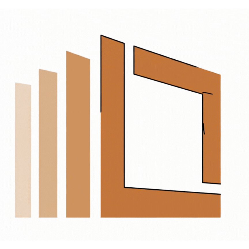 Illustration of a window with an open sash next to a bar chart showing increasing bars.