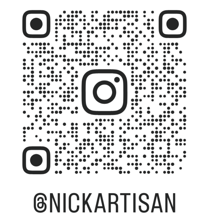 A QR code with the text '@NICKARTISAN' below it.