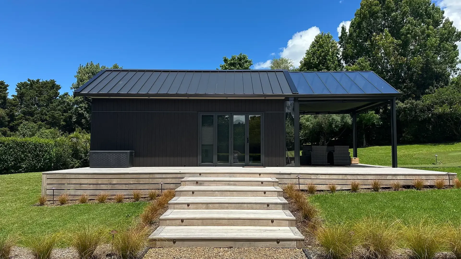 A new golf simulator house for family home in Coatesville, Auckland built by Greyson Builders
