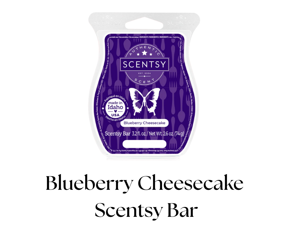 Scentsy blueberry cheesecake scented wax bar package.