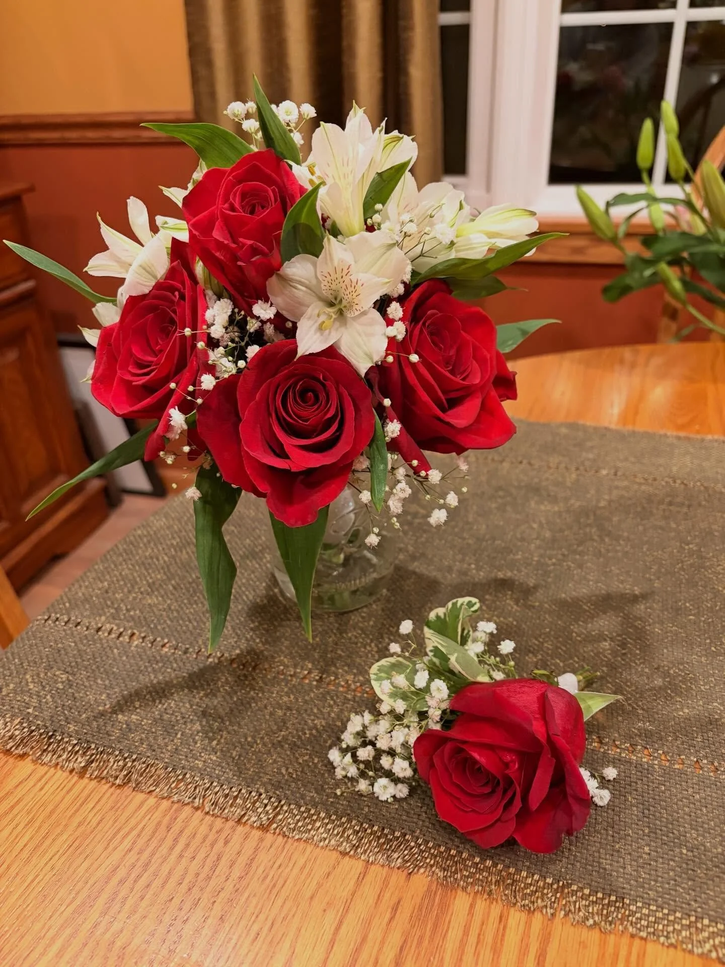Prom bouquet - red roses and lillies.jpg