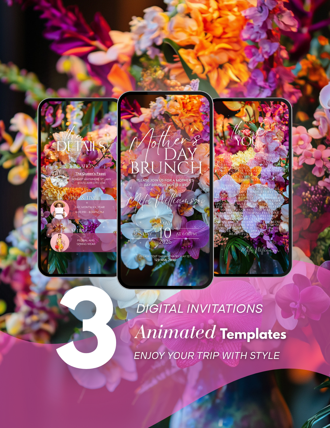 Digital Mother's Day brunch video invitation