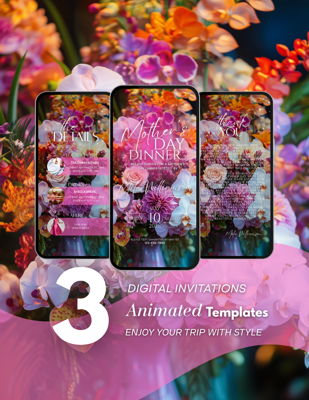 Digital Mother's Day dinner video invitation