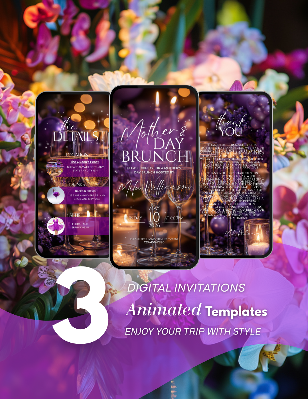 Digital Mother's Day brunch video invitation