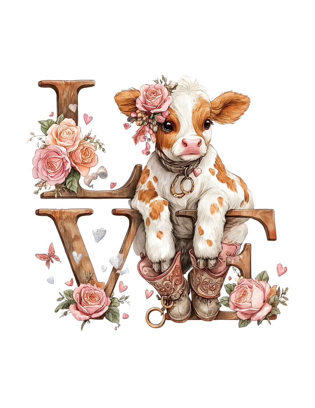 Valentine's Day highland cute cow love clipart PNG 40 PACK