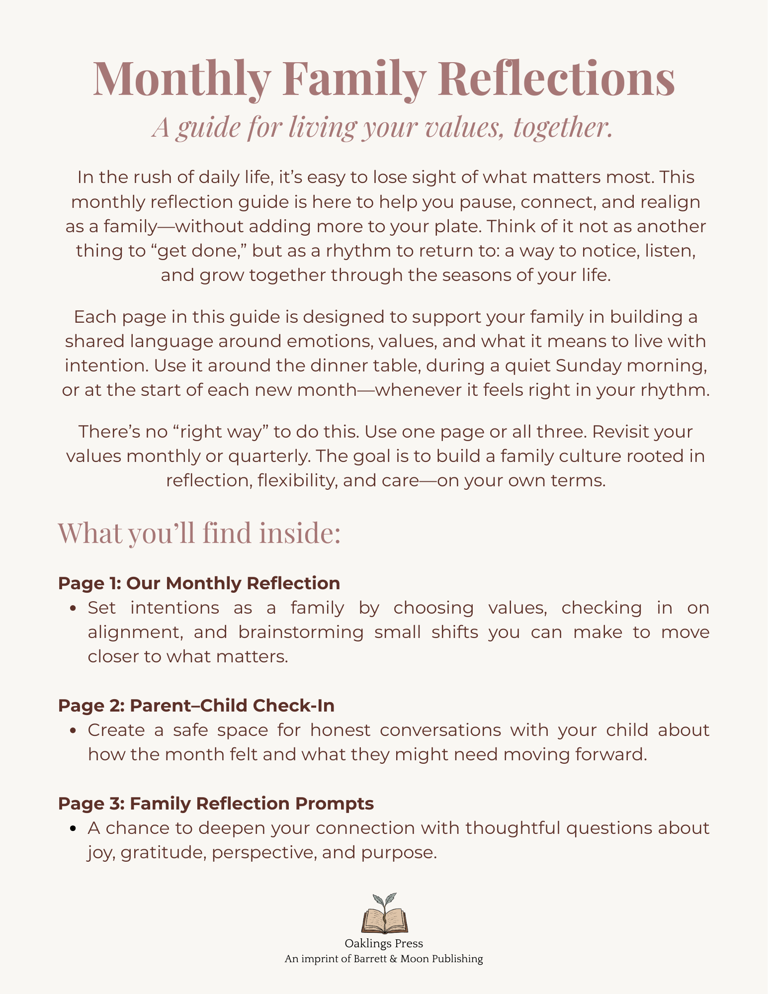 Monthly Family Reflection