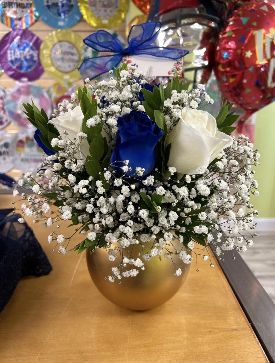 Blue and White Rose Bouquet