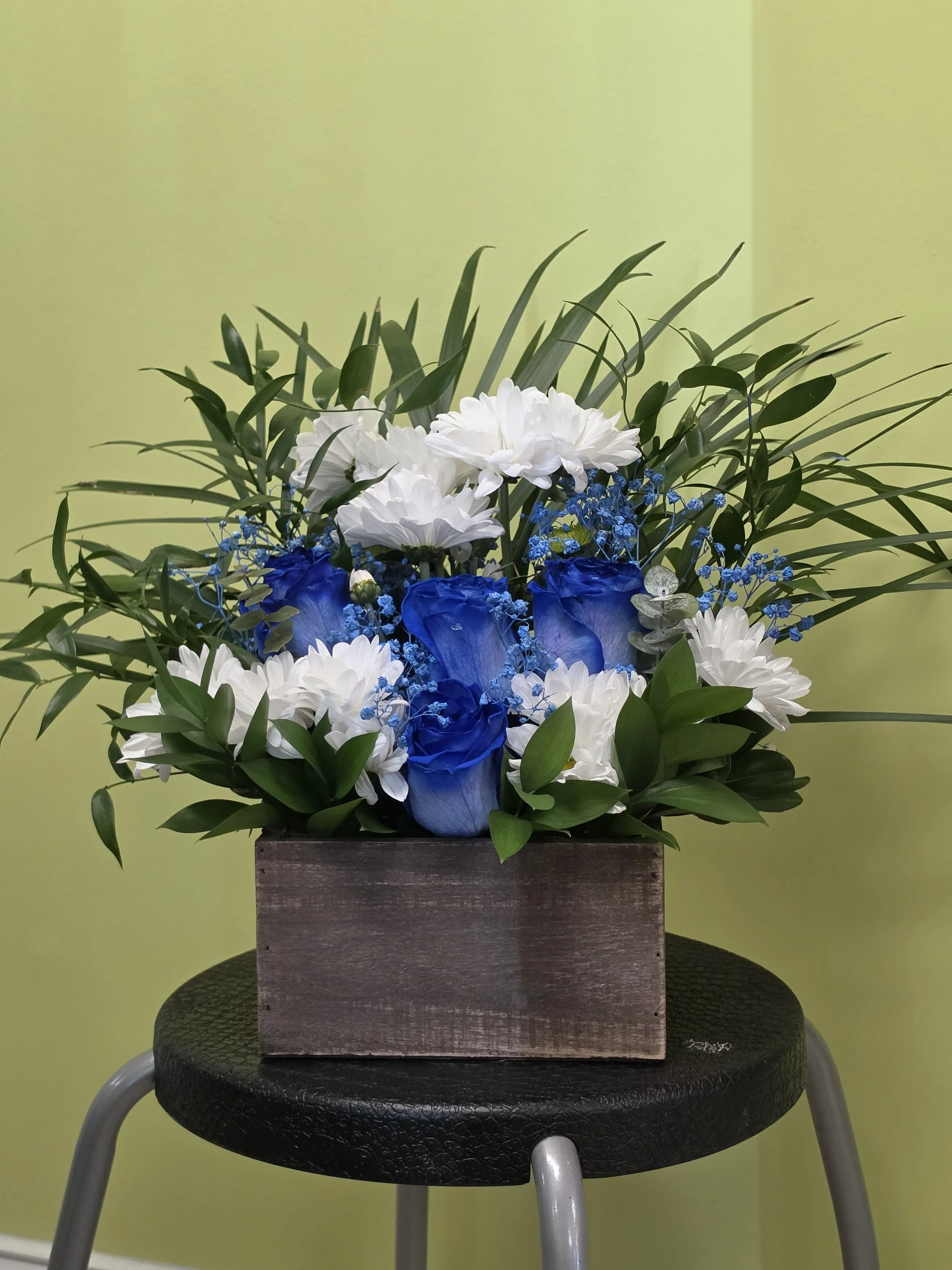 Blue and White Flower Box