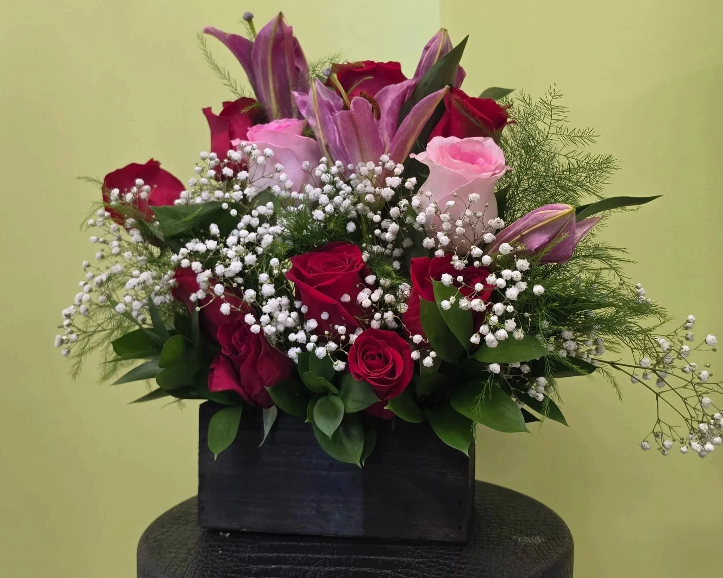 Pink and Red Rose Basket