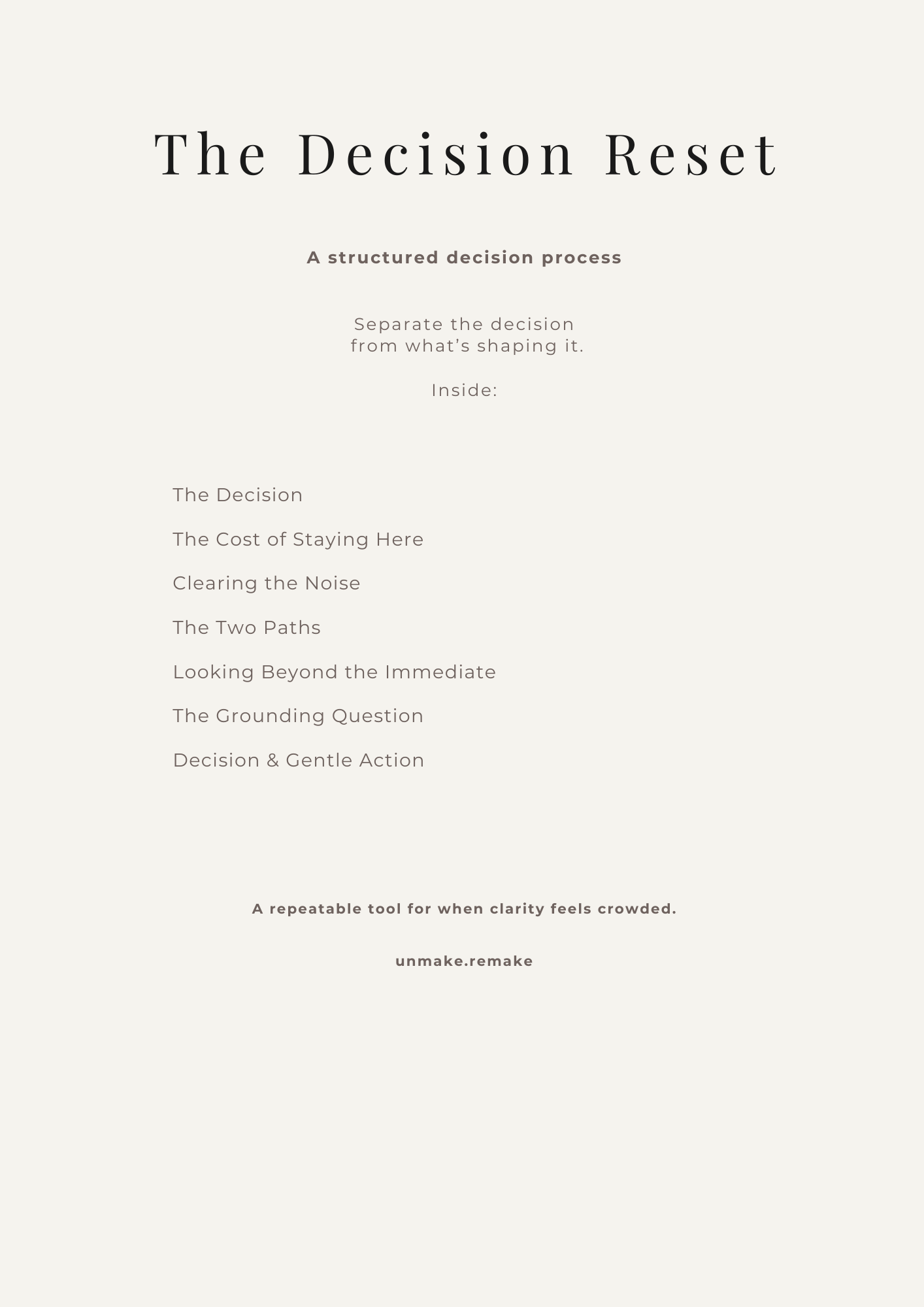 The Decision Reset