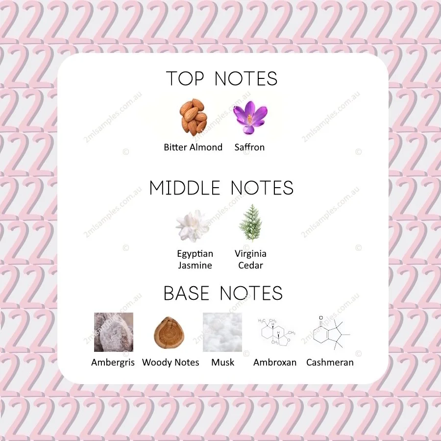 Graphic showing top, heart and base notes for Maison Francis Kurkdjian Baccarat Rouge 540 Extrait