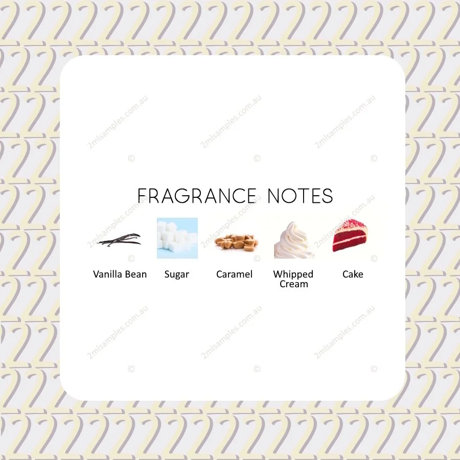 Graphic showing fragrance notes for Forever 21 Vanilla Cake Pop