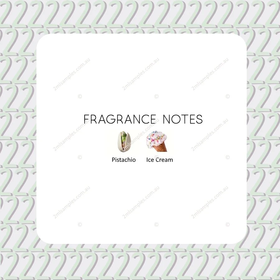 Graphic showing fragrance notes for Demeter Pistachio Ice Cream