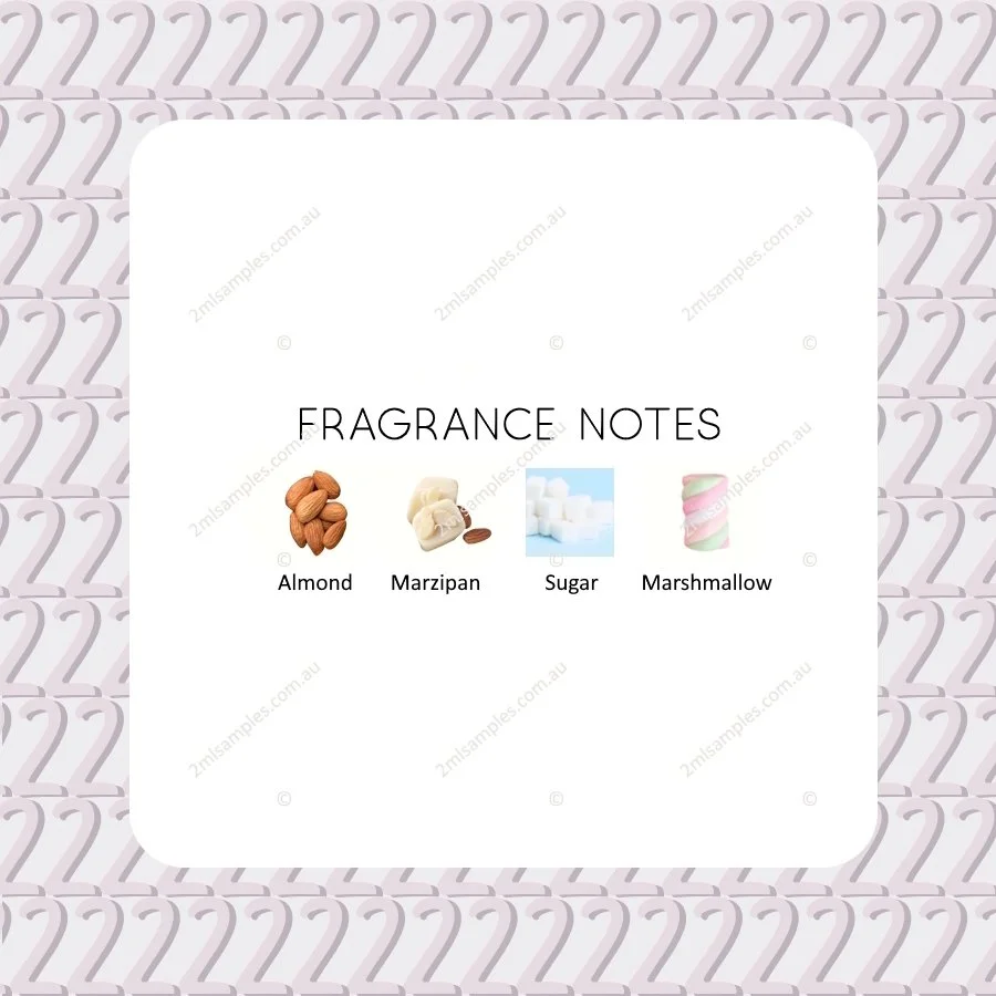 Graphic showing fragrance notes for Kalotinis Marzipan Gourmand