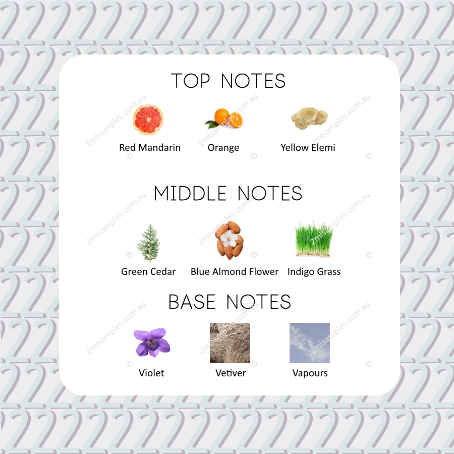 Graphic showing top, heart and base notes for D.S. and Durga Steamed Rainbow