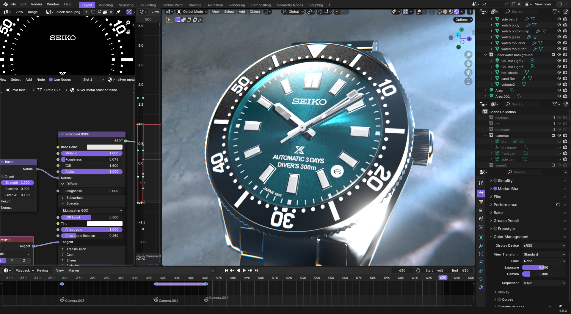 Seiko watch 3D model made in Blender