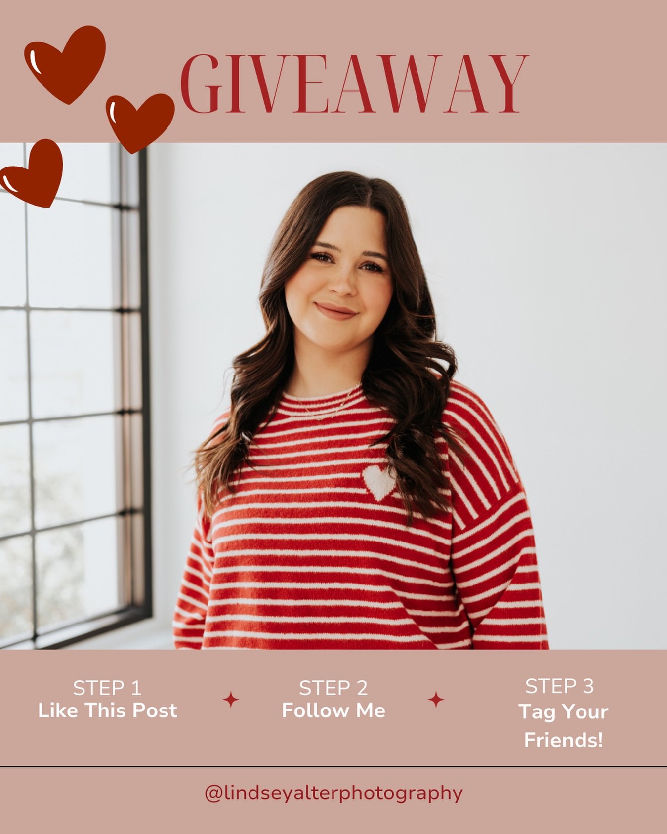 🤍GIVEAWAY🤍
Enter to win a 1 hour session with yours truly! 

To Enter: 
- Like this post 
- Follow my page 
- Tag a friend! Each tag is an additional entry 
-Share this post to your story for an additional entry as well! 

* Winner will be announce