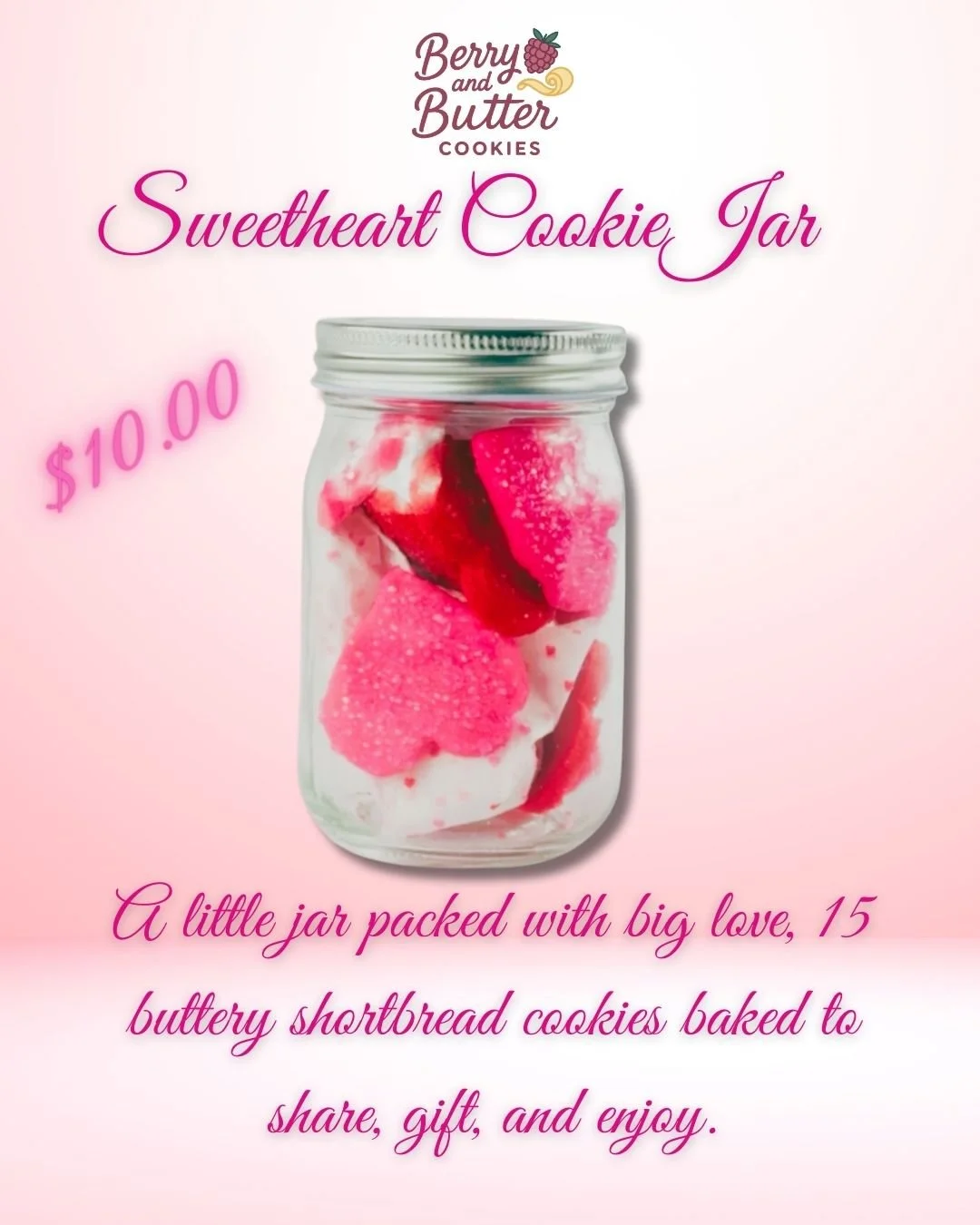 Shortbread Cookie Sugar Glass Jar (15 Cookies)