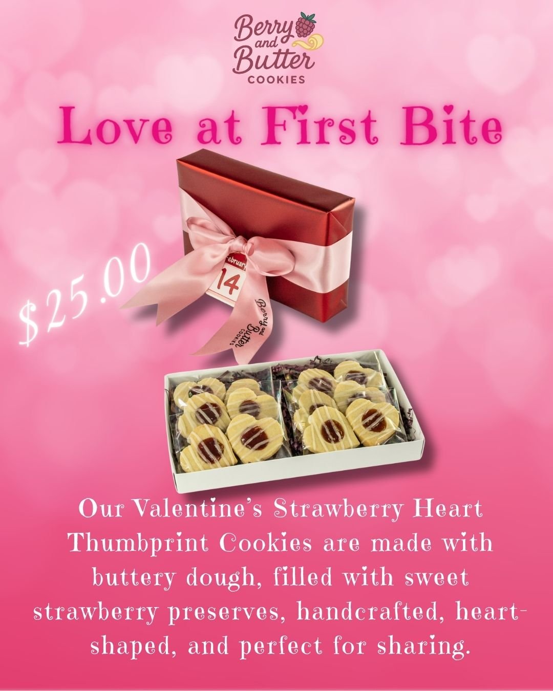 Valentine’s Strawberry Heart Thumbprint Cookie