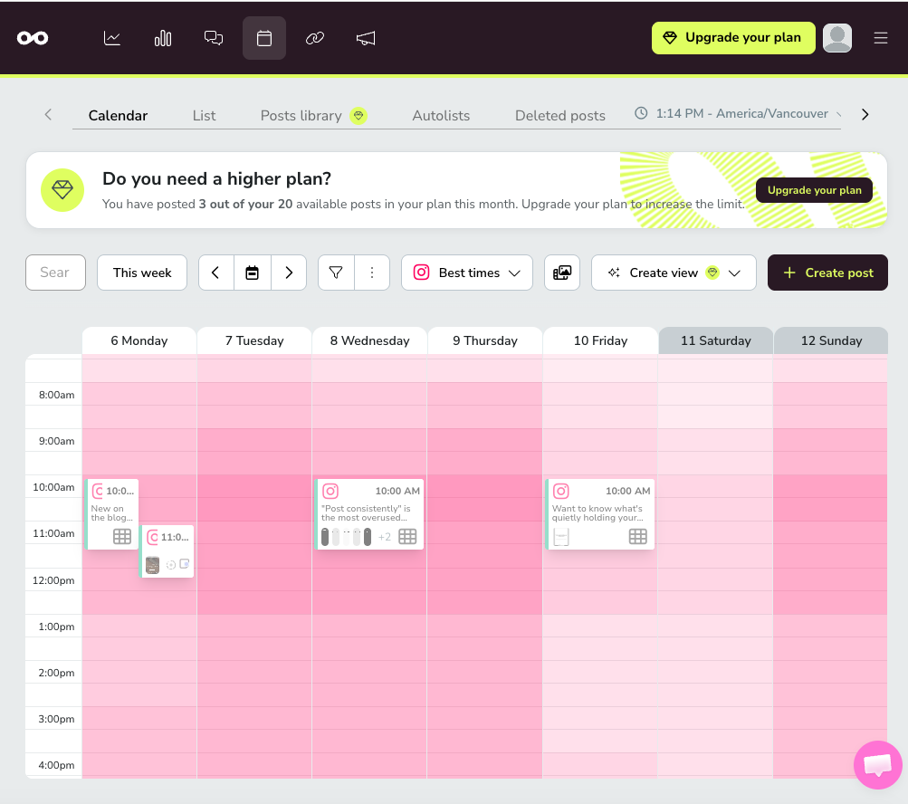 Scheduling your content via Metricool