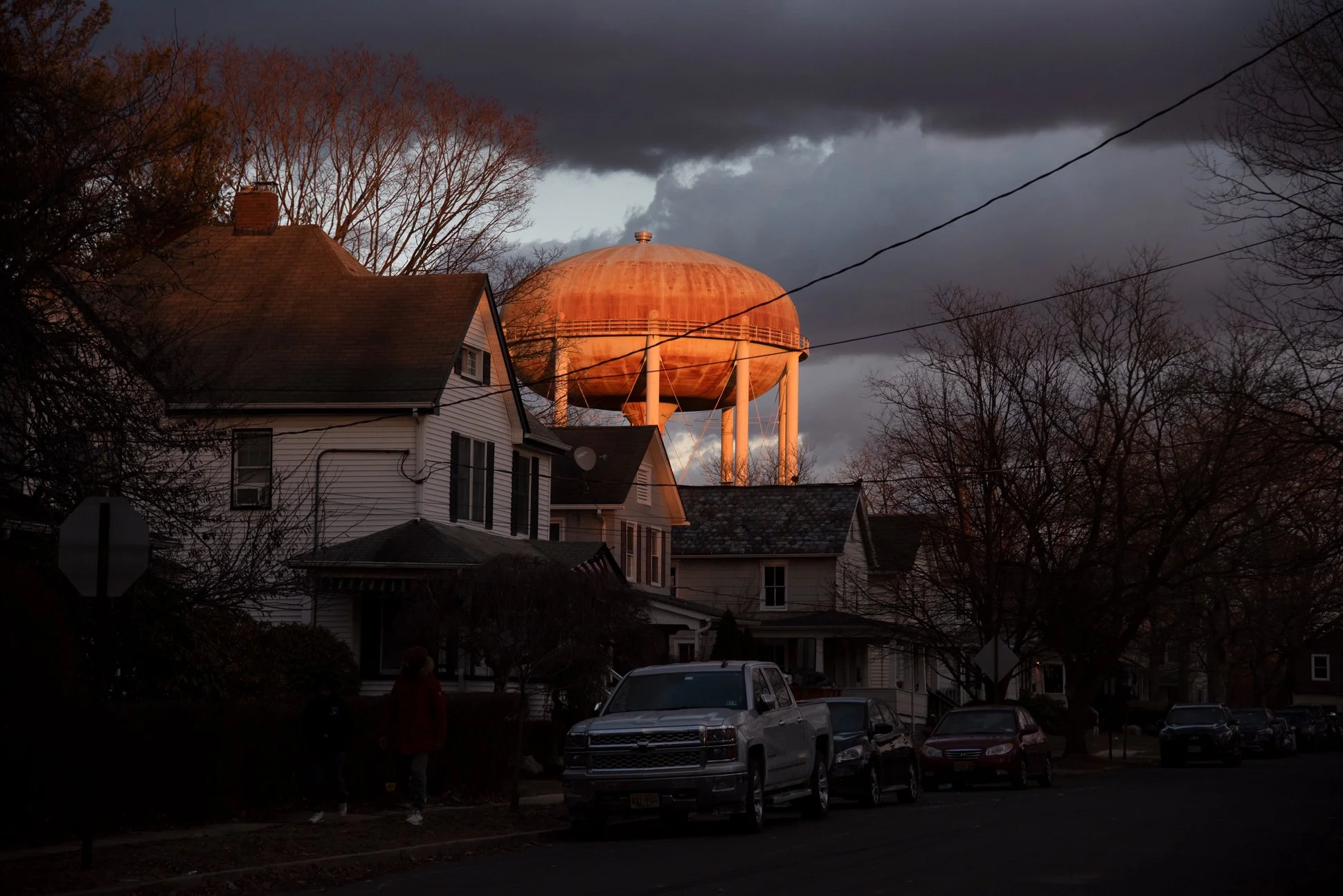 Freehold, New Jersey 2025. The water tower in front of the house at 39½ Institute Street, where Bruce Springsteen spent his childhood.