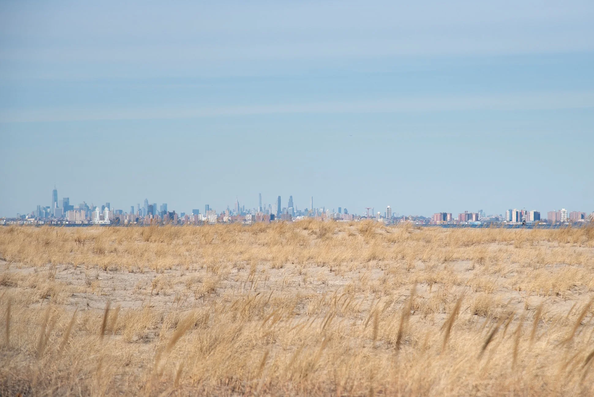 Sandy Hook, New Jersey, 2025. Manhattan skyline seen from the Sandy Hook peninsula