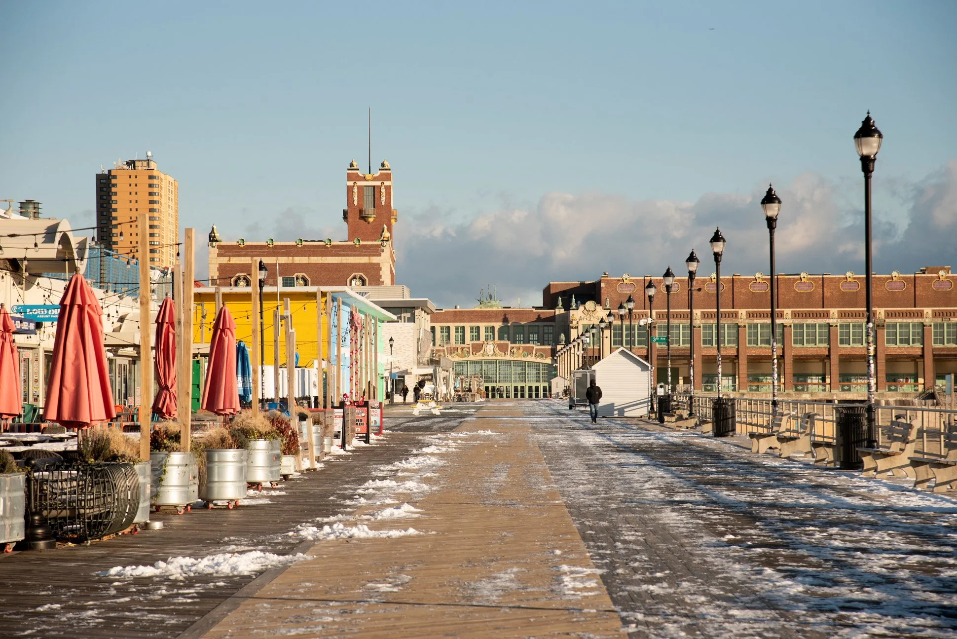 Asbury Park, New Jersey, 2025. The boardwalk, with Convention Hall and the Paramount Theatre in the background.